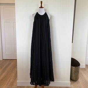Evarae black linen maxi dress
